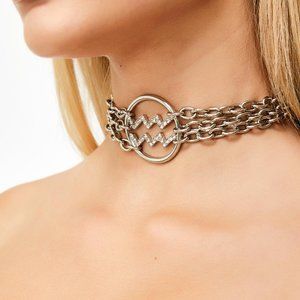 Dolls Kill Wavvy Rhinestone Aquarius Choker